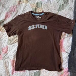 Tommy Hilfiger Mens Brown Applique Logo Short Sleeve T-Shirt Size M